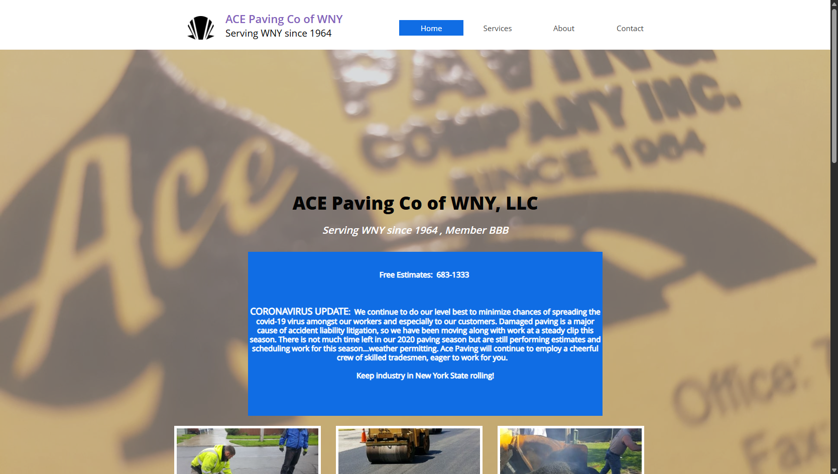 The original Ace Paving Company of WNY homepage